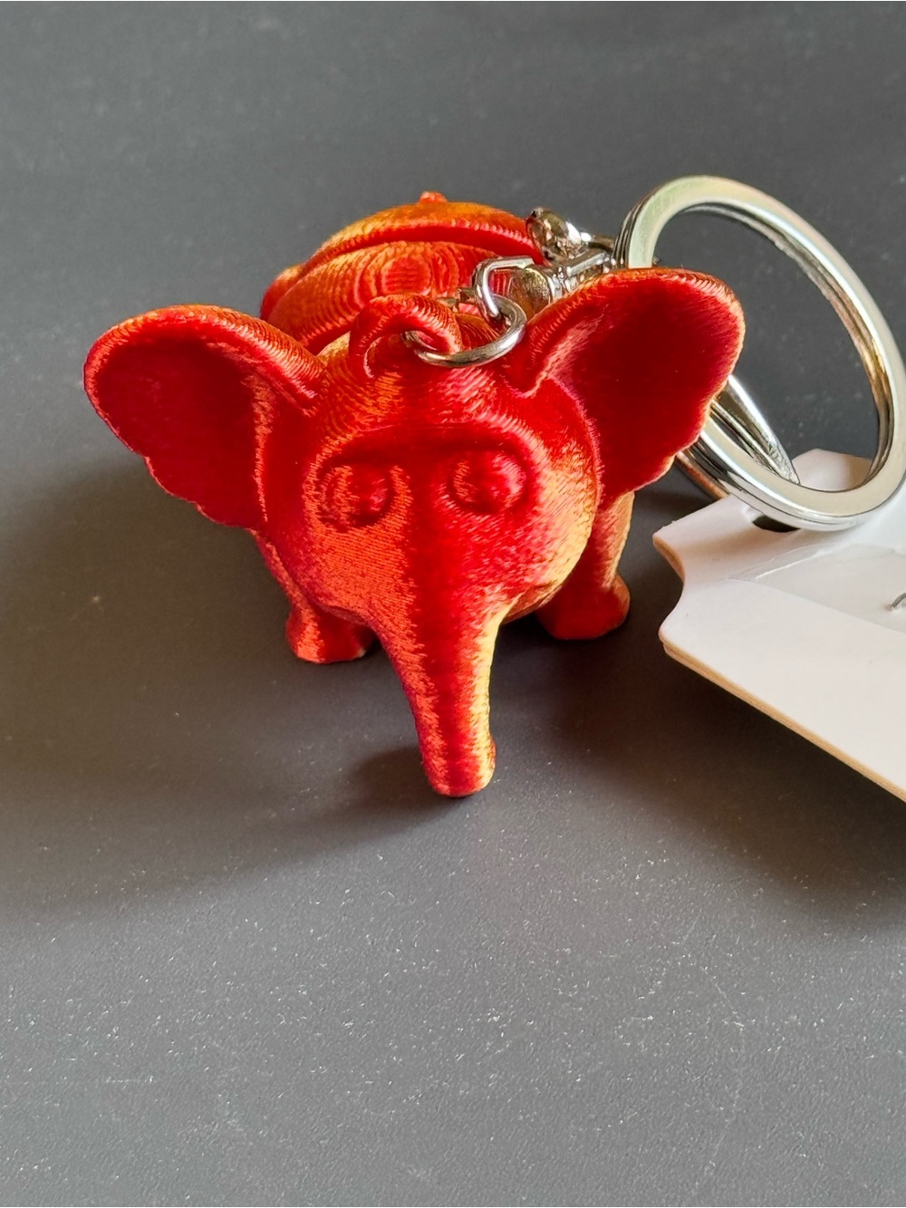 NWT 3D Printed Articulated Elephant Keychain Red Orange Fidget Toy Bag Charm